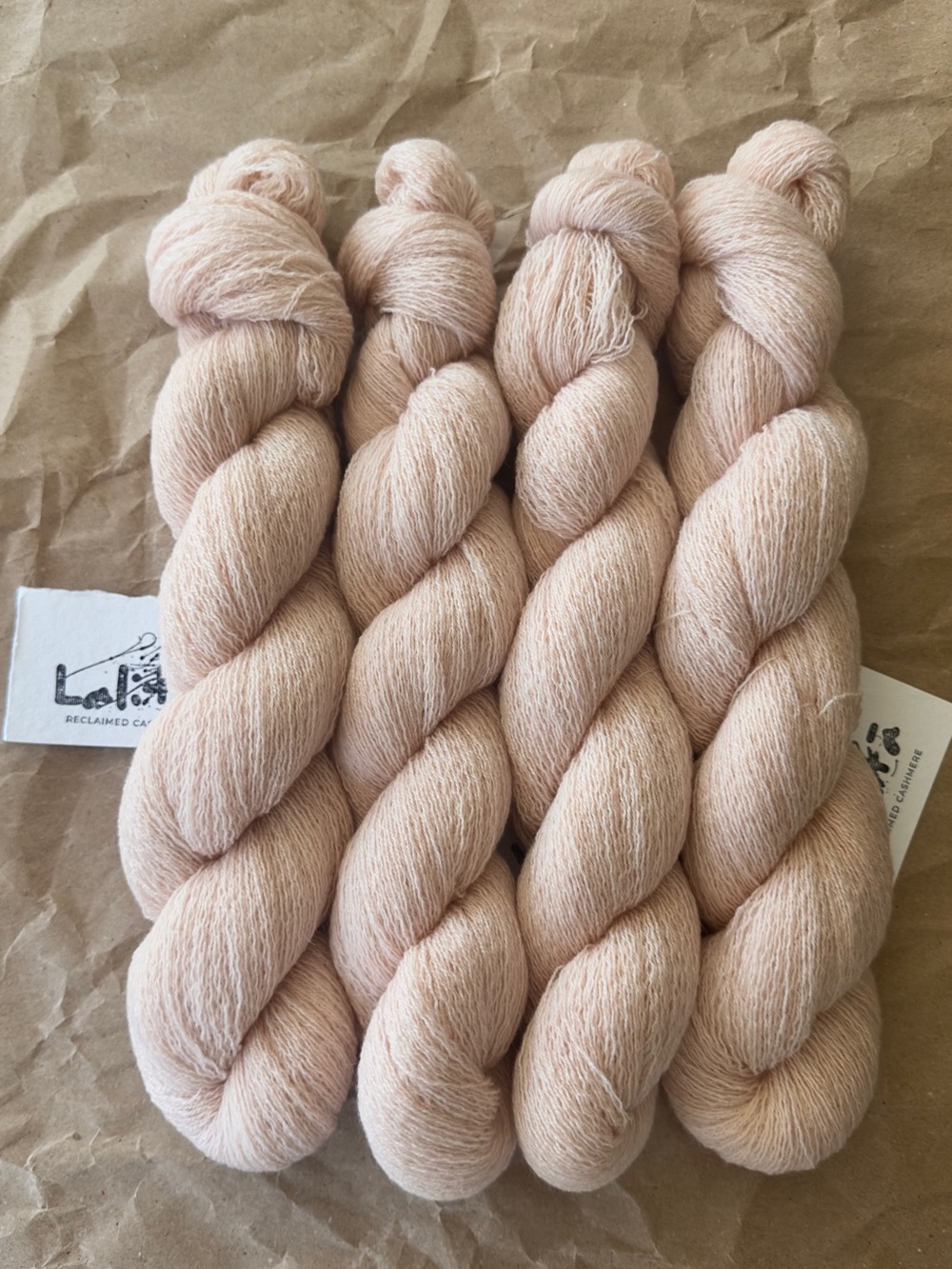 Cashmere Luxury Soft Peach Lace Weight Yarn - 4 Skeins